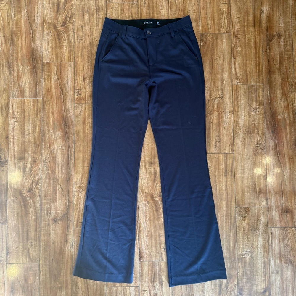 One5One Women’s Black Dark Navy Trousers Flare Slacks Pants Size 10 30
